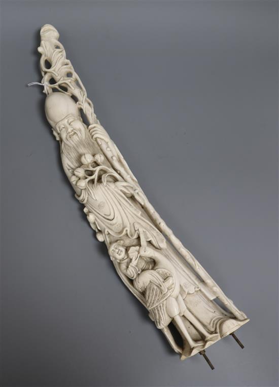 A large Chinese ivory group of Shou Lao, early 20th century